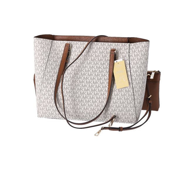 Michael Kors Charlotte Large Leather 3-in-1 Tote Crossbody Handbag Vanilla MK - Picture 14 of 14